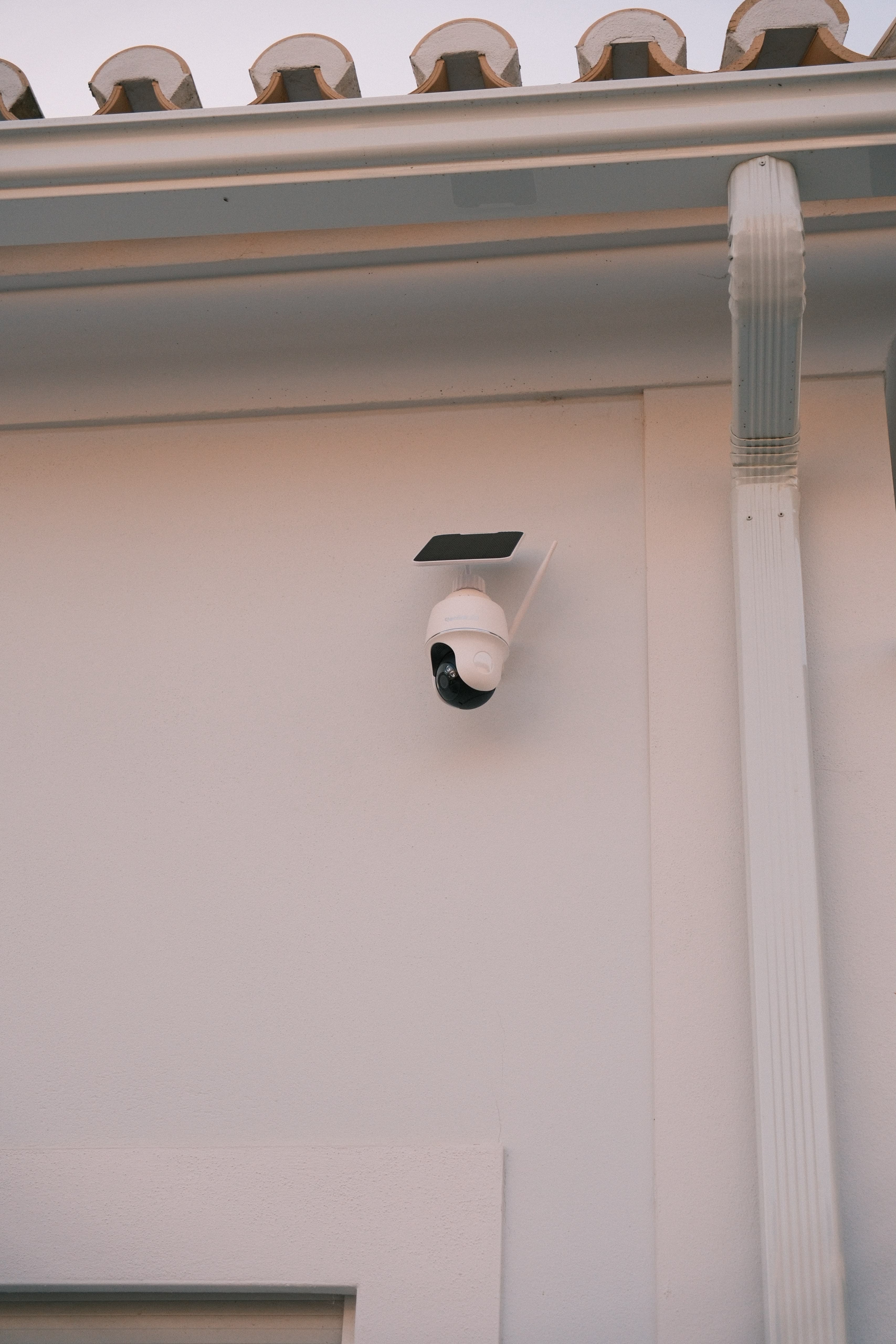 Close-up of an exterior camera integrated into the facade